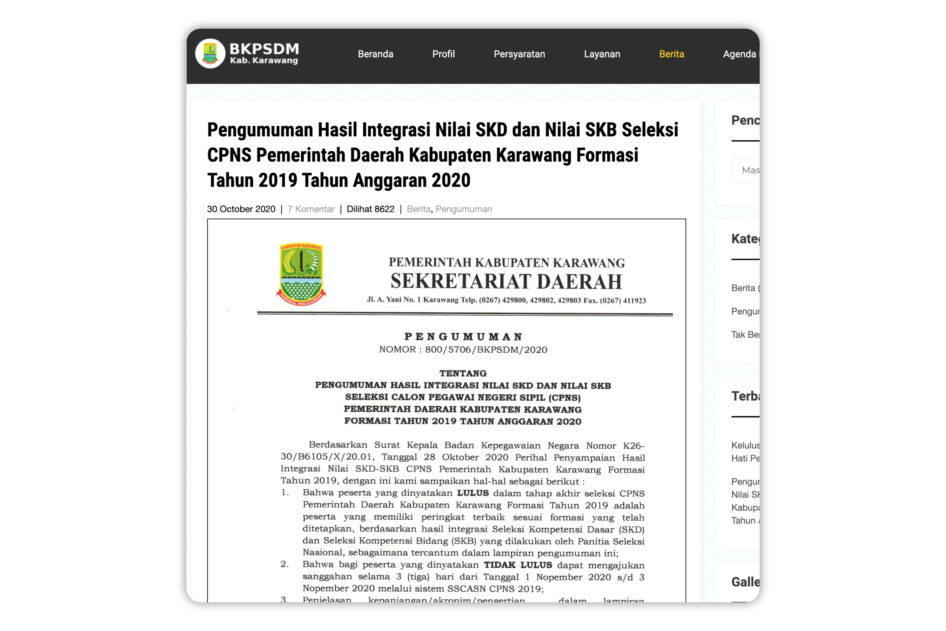Seleksi cpns kabupaten karawang situs resmi pemerintah daerah